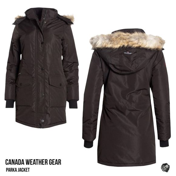 NWT CANADA WEATHER GEAR PARKA JACKET w/ REMOVABLE FAUX FUR TRIM IN BLACK - Picture 5 of 11